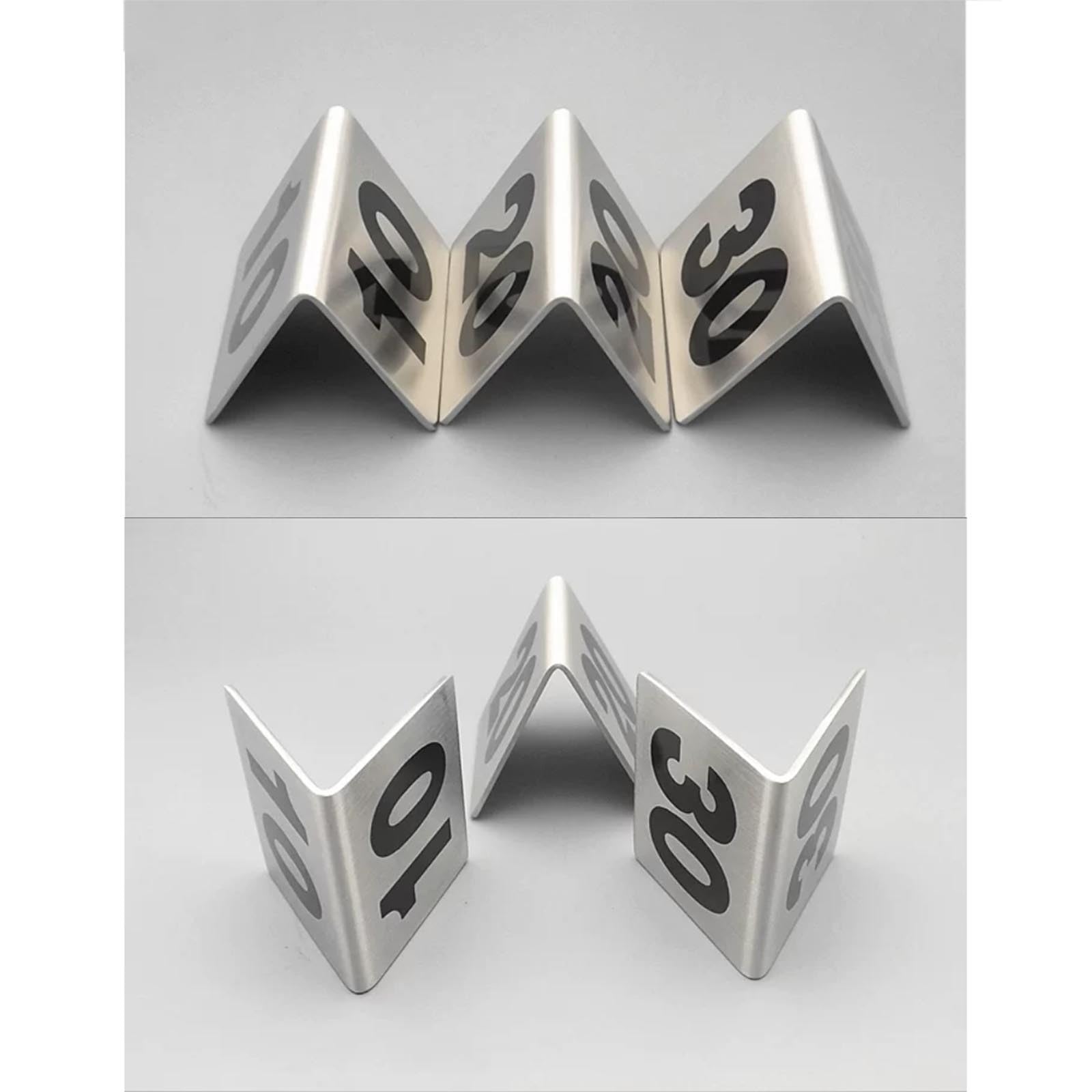 Placas De Números De Acero Inoxidable, Carteles For Asientos De Escritorio | Reutilizables, impermeables y resistentes al aceite, resistentes y duraderos, apilables, con bordes redondeados(8*6cm)