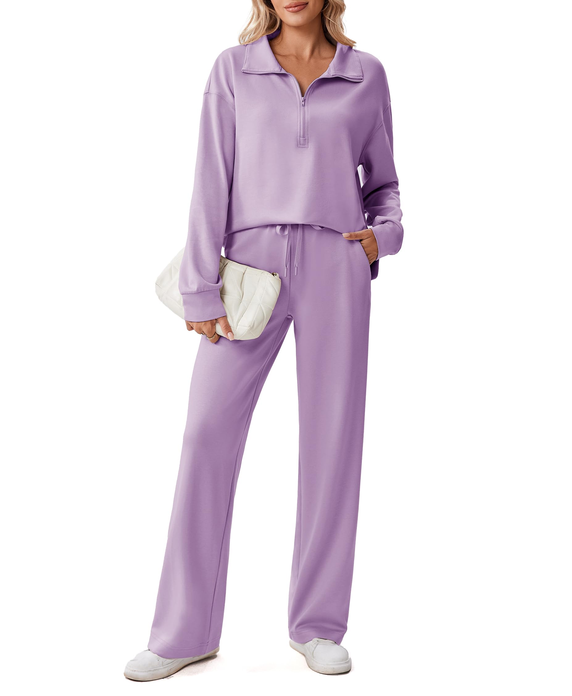 PINSPARK 2 Piece Sets for Women 1/2 Zip Sweatsuit 2026 Matching Outfit Fall