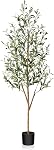 Arbre olivier artificiel 4ft, Olive Tree Lush Faux pour Intérieur avec Trunk en Bois Naturel et Fruits Lifelike, Olive tre Tall Fake pour Home Decor Bureau Salon, 1Pcs