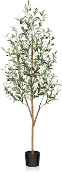 Fopamtri Artificial Olive Tree 150 cm Large Fake Plants, Artificial Olive Silk Plants with Natural Wood Trunk and Lifelike Olive Leaves in Pot for Home Bedroom Office Balcony Decorations 1 Pack | Large Fake Plants Artificial Tree with Lifelike Olive Leaves in Pot for Home Bedroom Office Balcony Decorations