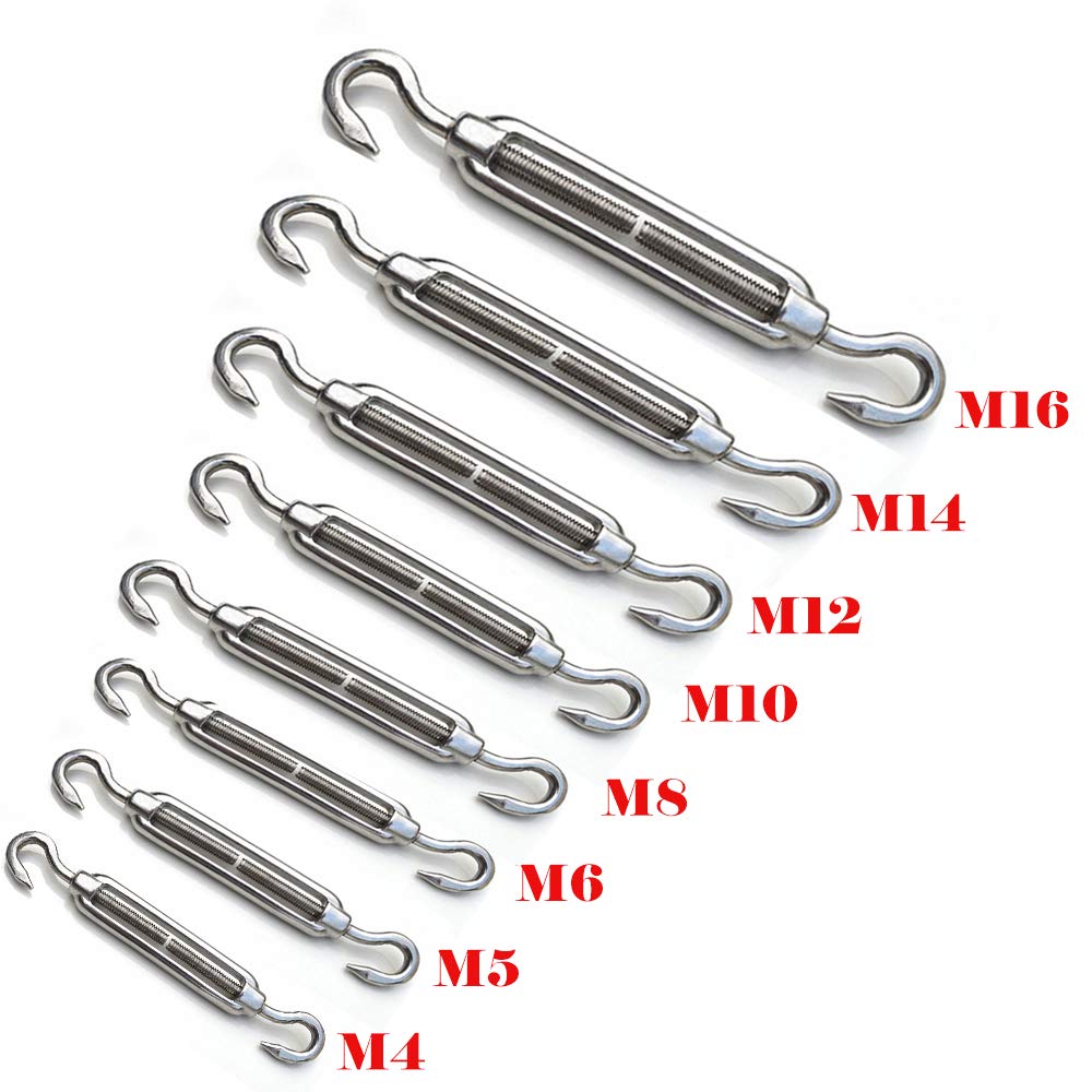 M14 Acciaio Inox 304 Tenditore Doppio Gancio Filo Tensione Tenditore Corda Cavo Tensione Set Heavy Duty