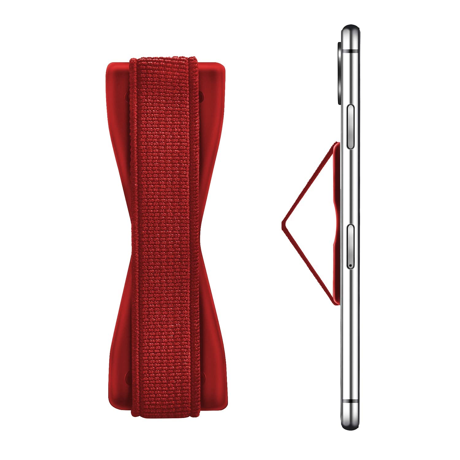 BRAVESMART PHONE METAL BASE GRIP - Finger Holder Sling Grip for Smartphones/Tablets/i Pod/eReader with Elastic Band and Compatible for Magnetic Car Holder (Red)