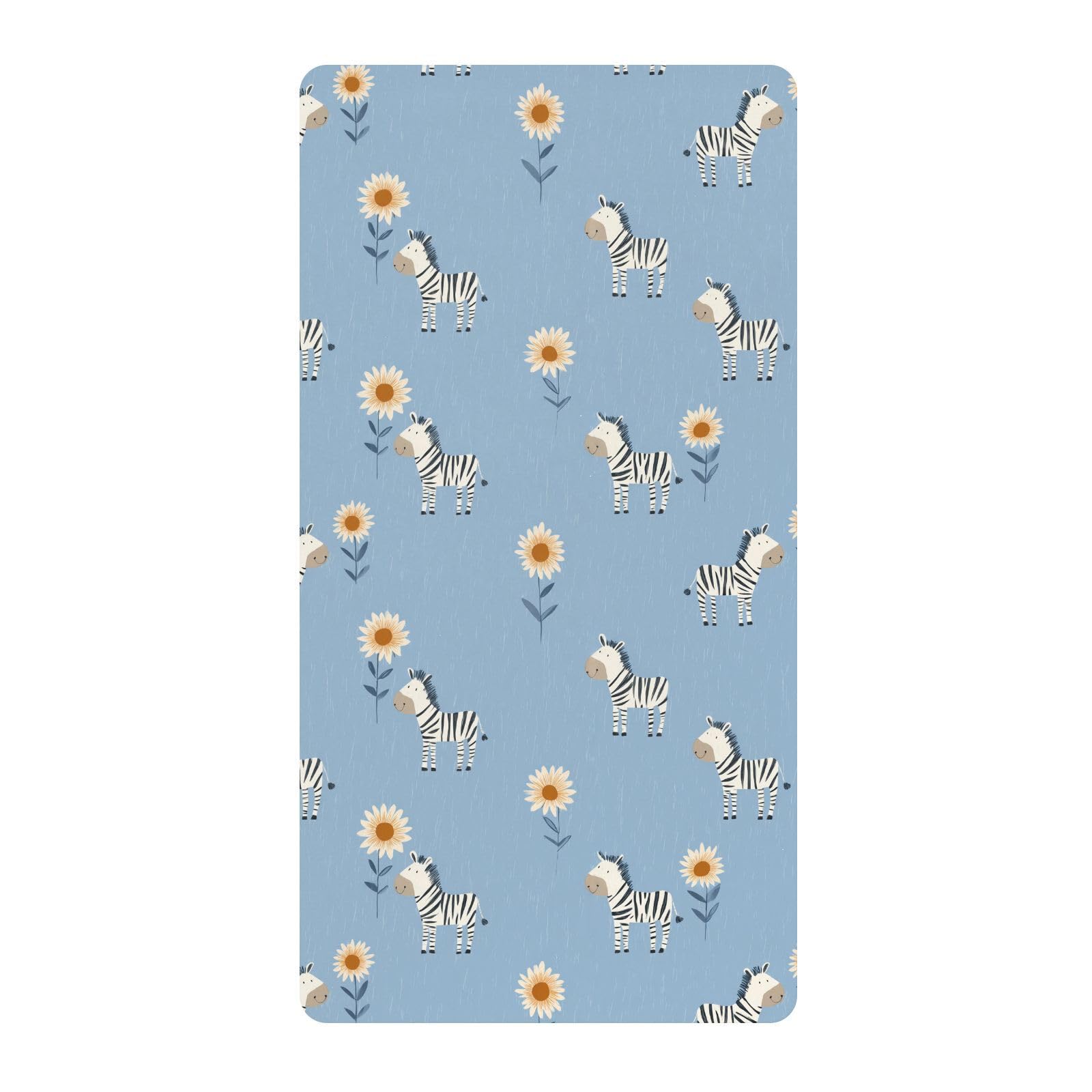 Sábanas para cuna de bebé de algodón con diseño de cebras, girasol, azul pastel, ultrasuave, para guardería, 1 paquete de sabanas para cuna