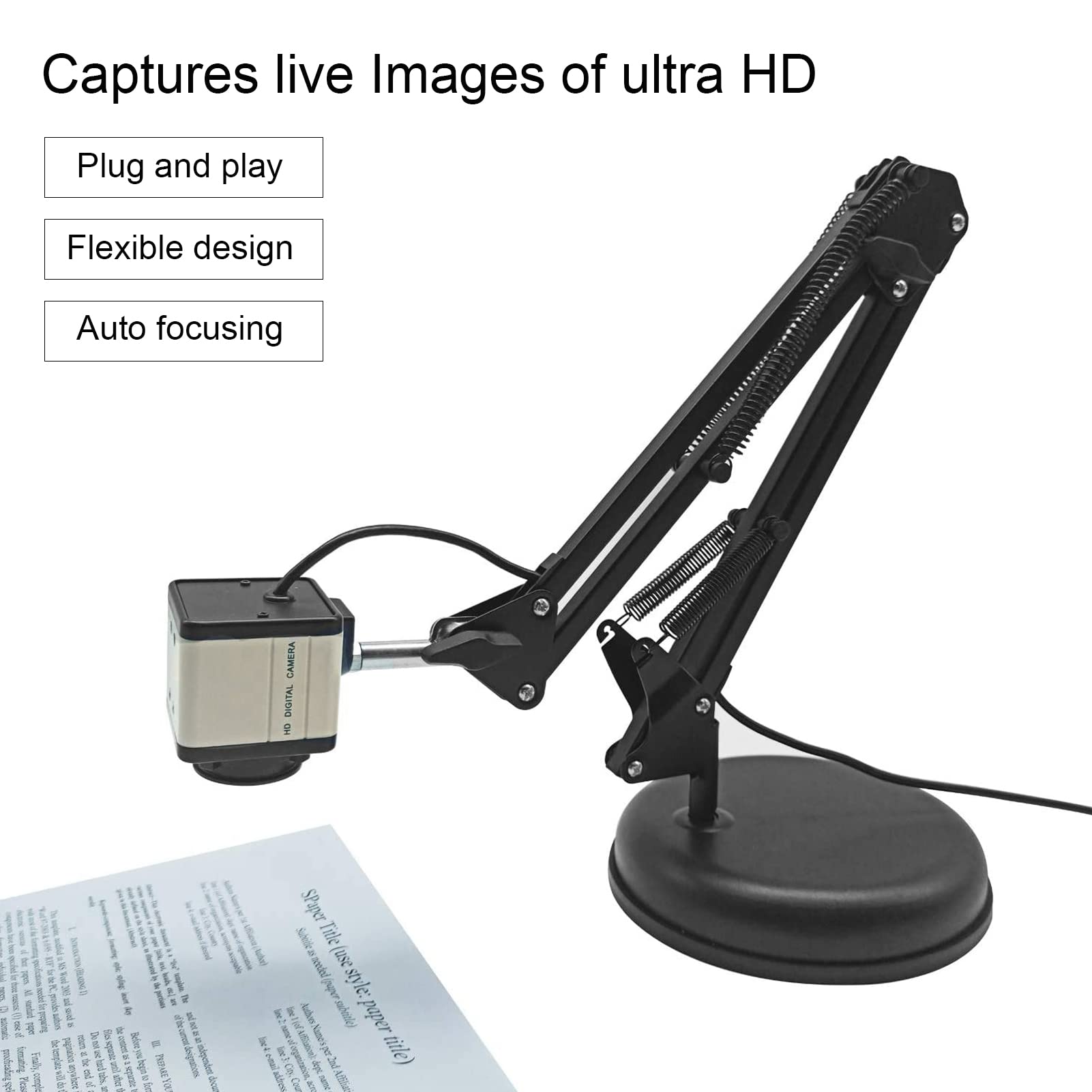 Fotocamera per Documenti da 8 MP, Lavagna Luminosa con Messa a Fuoco Automatica, Formato A3 15 Fps 3264x2448p, Scanner per Libri USB 2.0 per Insegnanti, Proiettore di Documenti