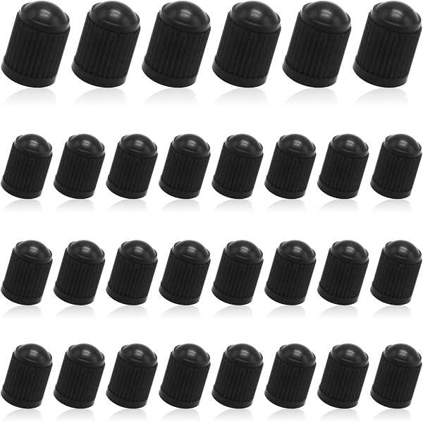 Bouchon de Valve Voiture,30 Pieces Bouchon Valve Pneu Voiture en Plastique avec Joint d'étanchéité pour Vélo Moto Camions (Noir) - 1