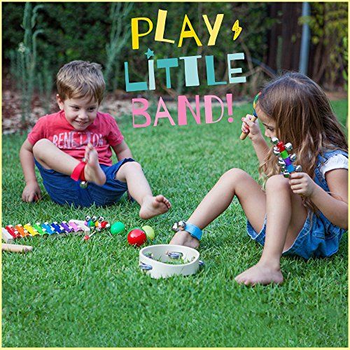 SMART WALLABY Musical Instruments Set & Puzzle Card Game for Kids | 15 Pcs. Toddler Wooden Toy Percussion Set with Xylophone Plus a Bonus Instruments Matching Puzzle (Little Band with Matching Puzzle)