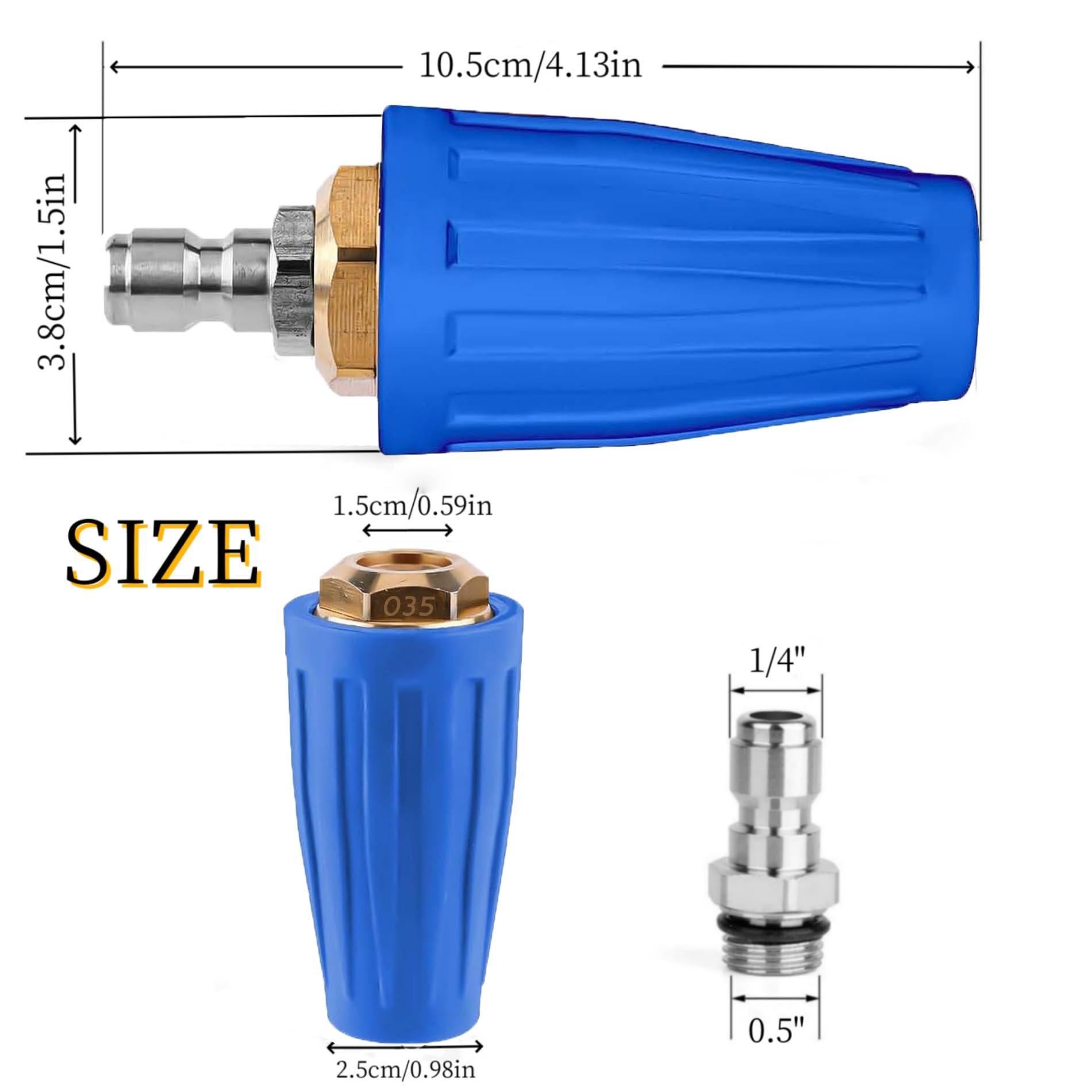 Ugello Turbo Per Idropulitrice - 2 Pezzi, Attacco Rapido 1/4'', Per Pulizia Superfici Dure