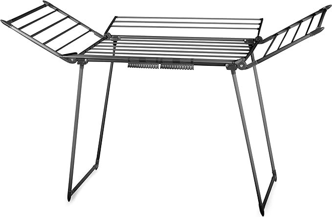 Wäscheständer Wäschetrockner Ständer Metallkonstruktion Klappbar Platzsparend 22 m Trockenleine Stabil Lina Schwarz