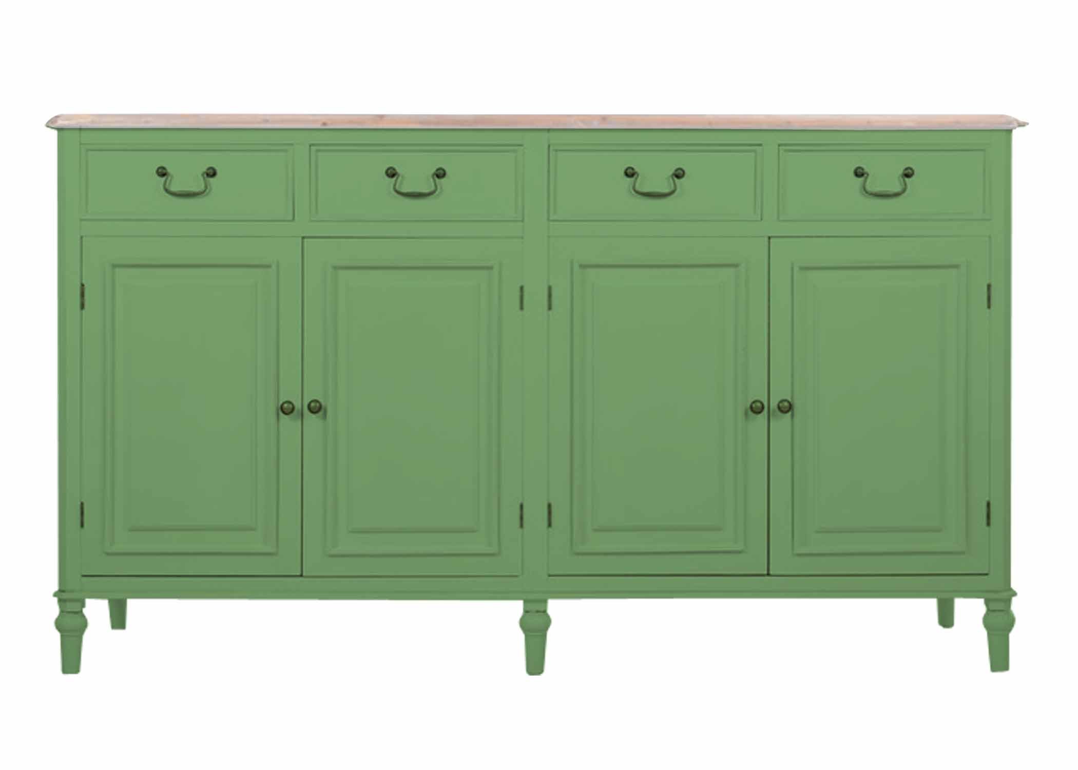 APRODZ Solid Wood Cancun Storage Sideboard Cabinet with 4 Door and 4 Drawer for Living Room | Mossy Garden Finish