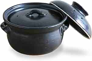 Amazon | 陶秀 安楽窯 黒釉 3合釜鍋 日本製 土鍋 陶器 3合炊き