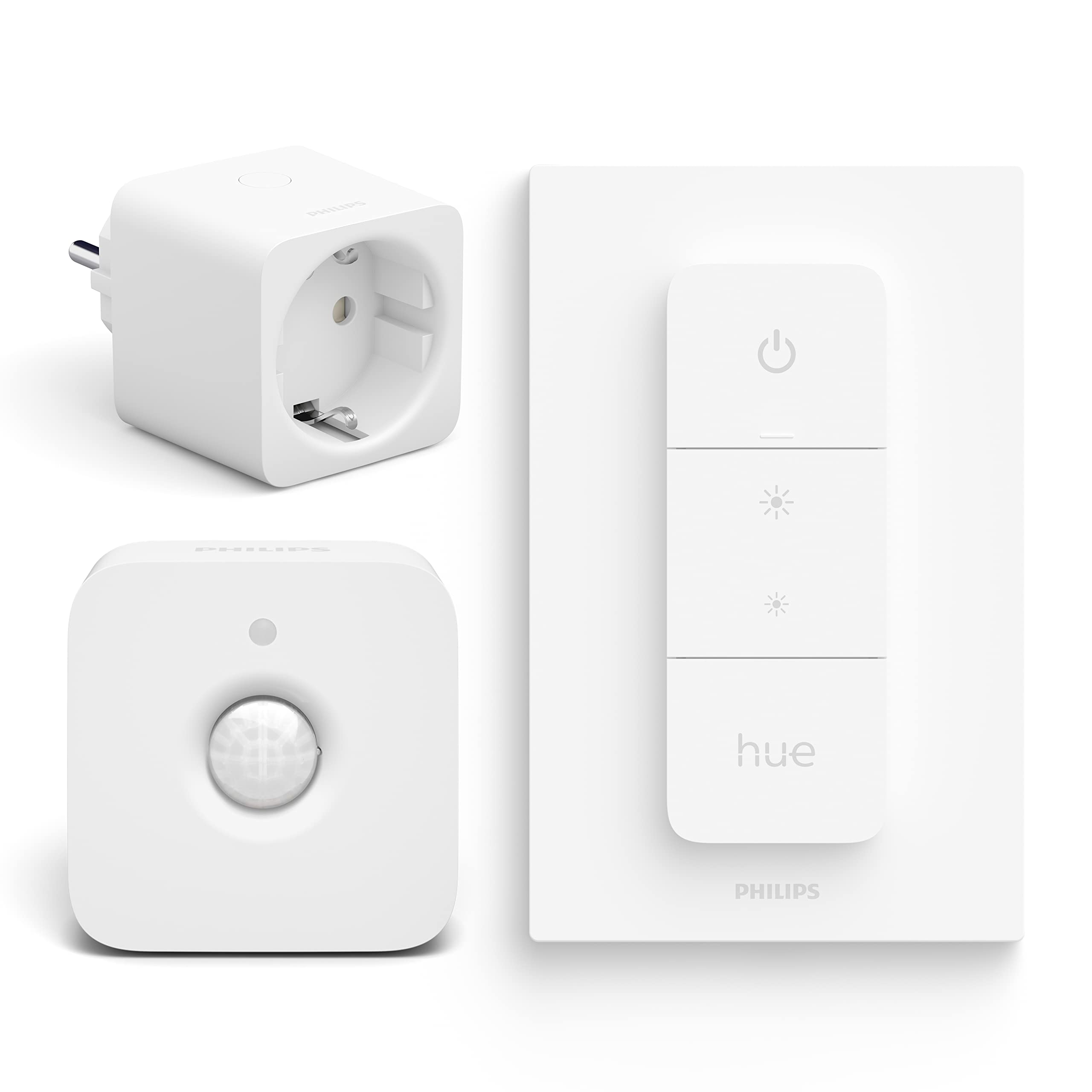 Philips Hue Combipack - Hue Smart Plug Pays-Bas, variateur d'intensité et capteur de mouvement pour l'intérieur - Prise intelligente