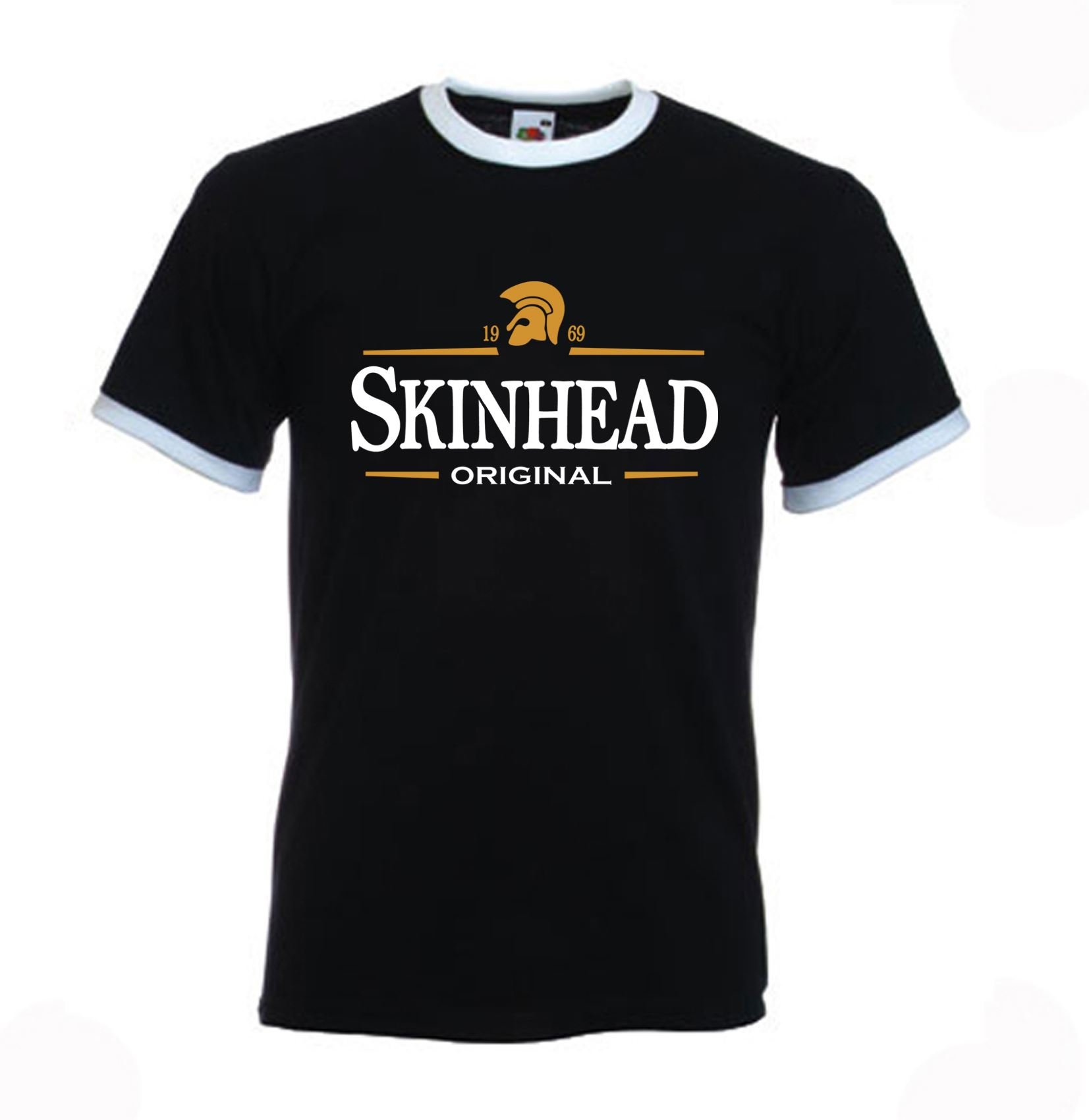 Tribal T-Shirts Skinhead Original Logo Northern Soul Men's Contrast Ringer T-Shirt (Large, Black)