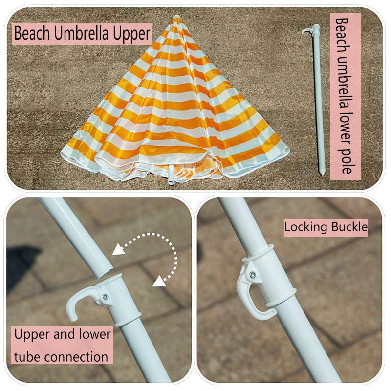 6,5 m, 7,2 m, parasol plażowy – lekki parasol tarasowy z 8 wytrzymałymi podpórkami, ochrona przed promieniowaniem UV, stylowe paski, idealny na piknik, do ogrodu i jako ochrona przed słońcem