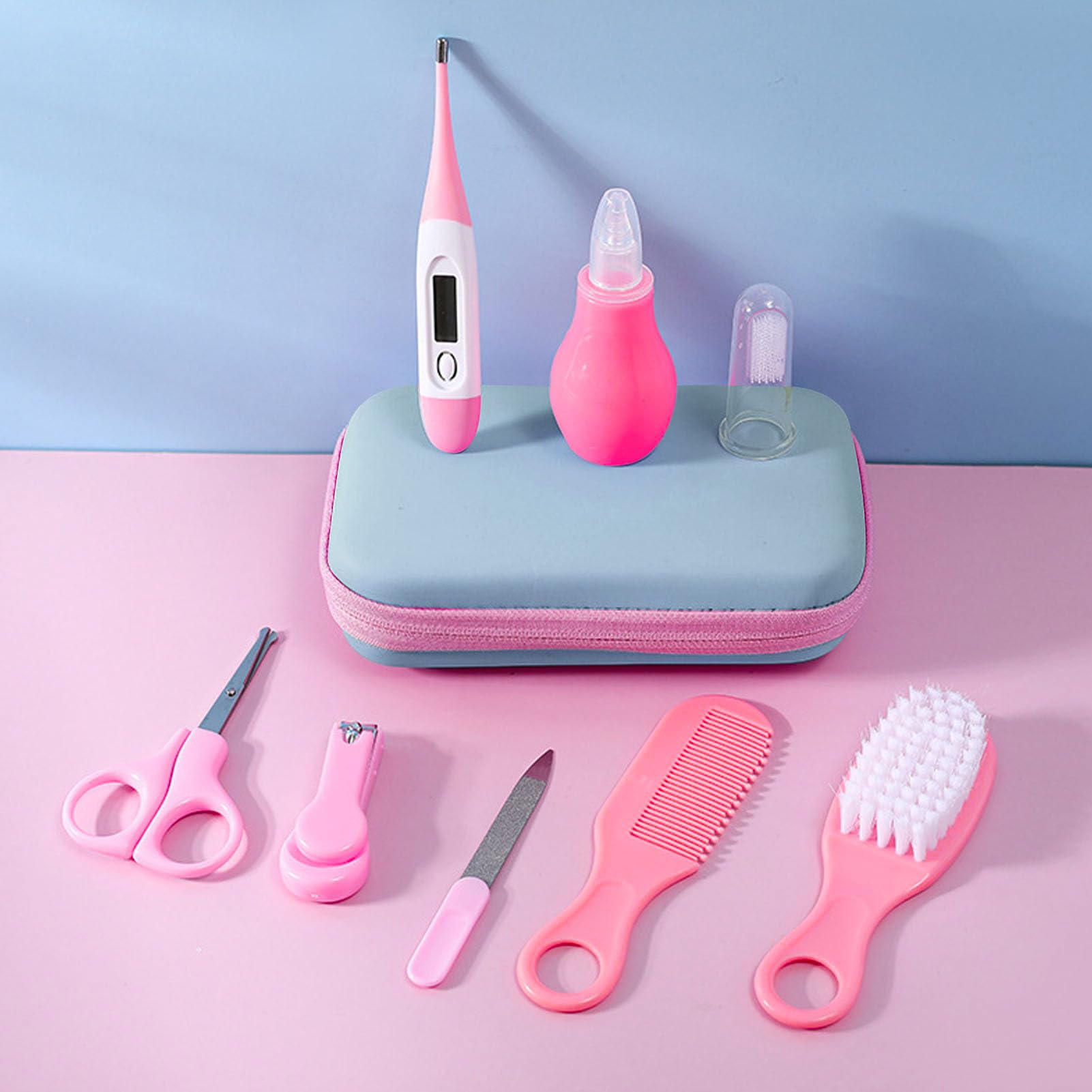 Trousse De Soin Bébé Naissance 8Pcs, Kit Manucure Sécurité Bébé Avec Brosse À Dents, Coupe-ongles Et Peigne
