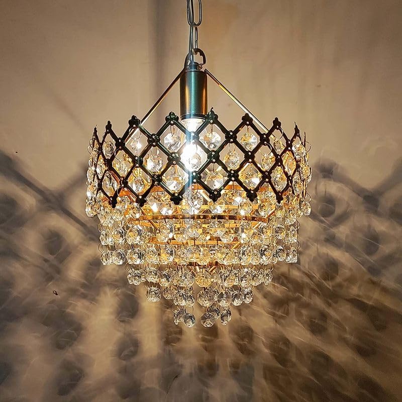 Crystal Chandelier Ceiling Light for Living Room | Modern Hanging Jhoomar with Premium Crystal | Decorative Pendant Lamp for Hall, Dining Room & Bedroom-image-27