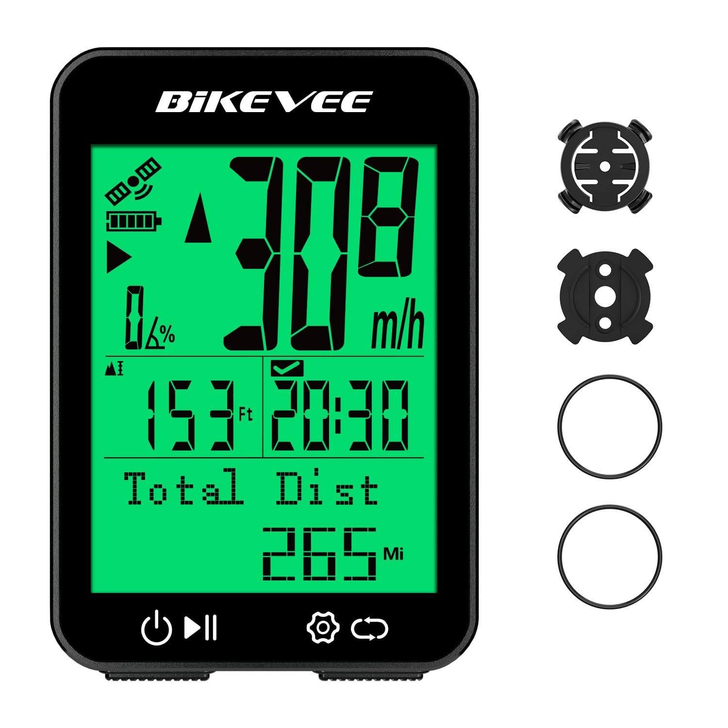 Compteur de vélo GPS sans fil avec compteur de vitesse IPX7 étanche écran 2,4" avec température pente altitude démarrage automatique arrêt KMH MPH 9 langues
