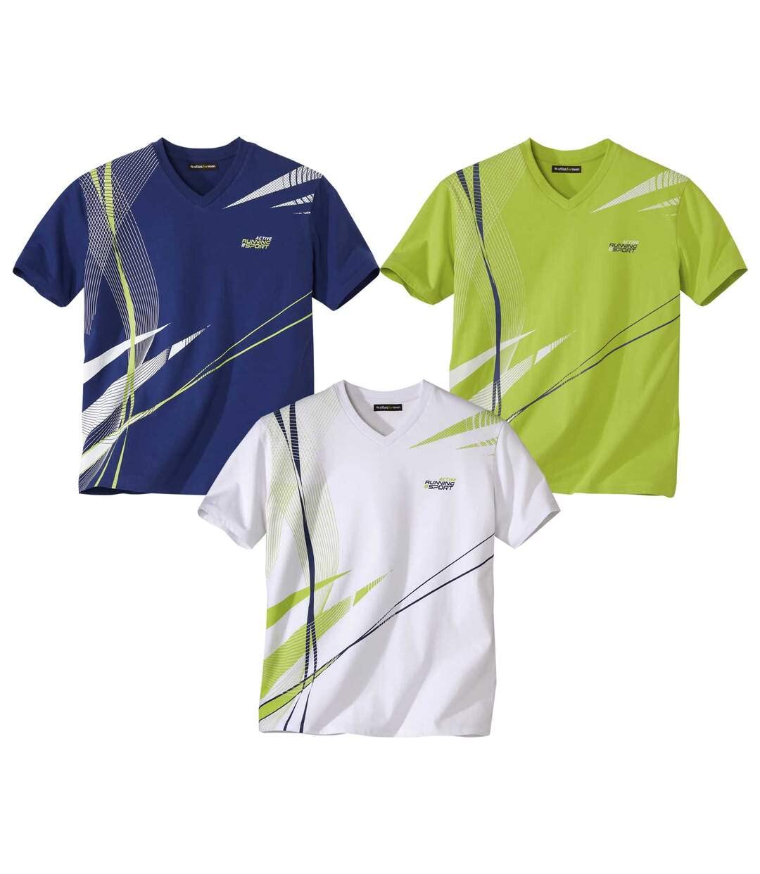 ATLAS FOR MEN Lote de 3 Camisetas para Hombre - Cuello en V - Mangas Cortas - Disponible en Tallas Grandes