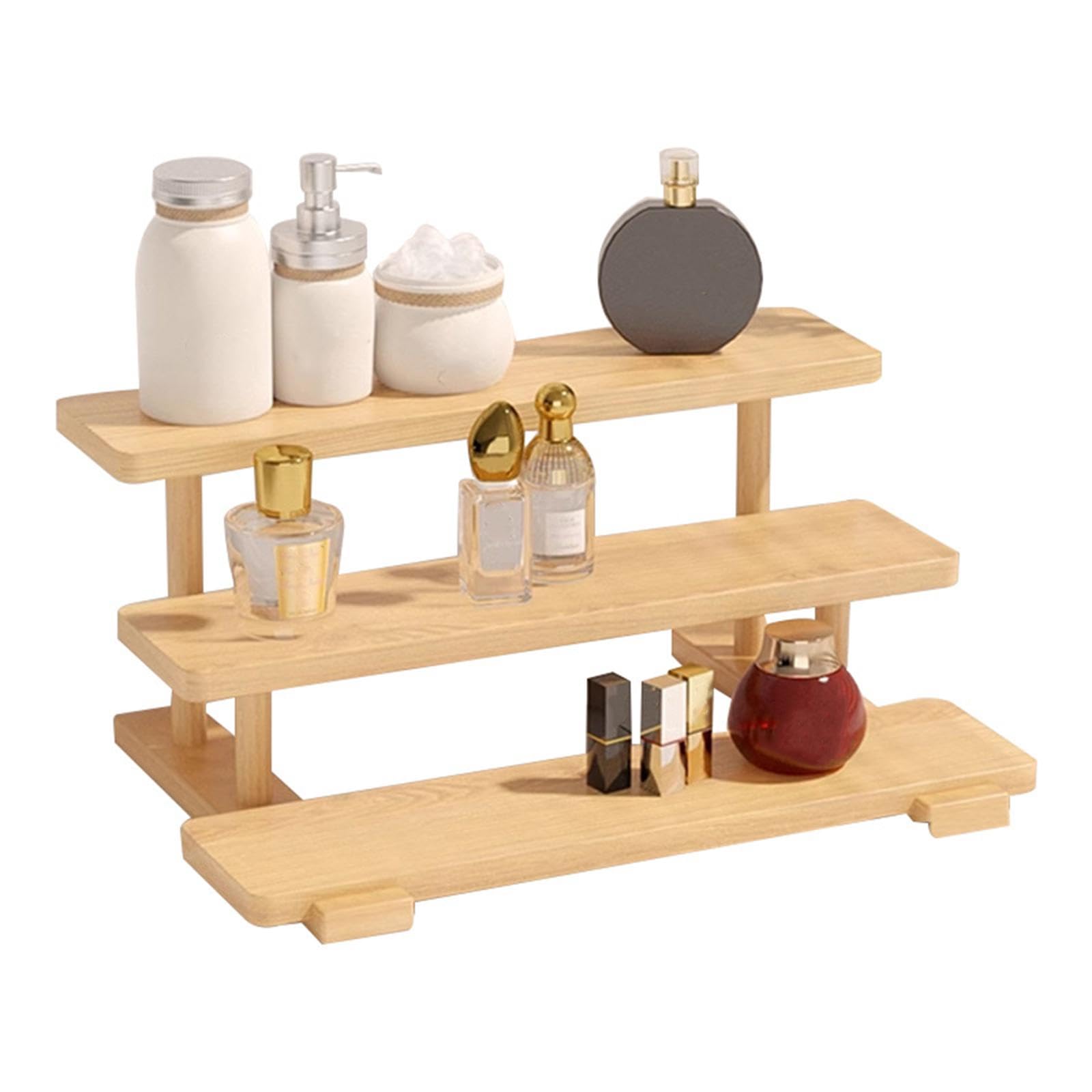Generic Robusto E Versatile Supporto Da Portata in Legno, Ideale Come Porta Spezie, Supporto per Cupcake, Supporto a Più Livelli per Bottiglie, Barattoli, 55cmx20cmx17cm