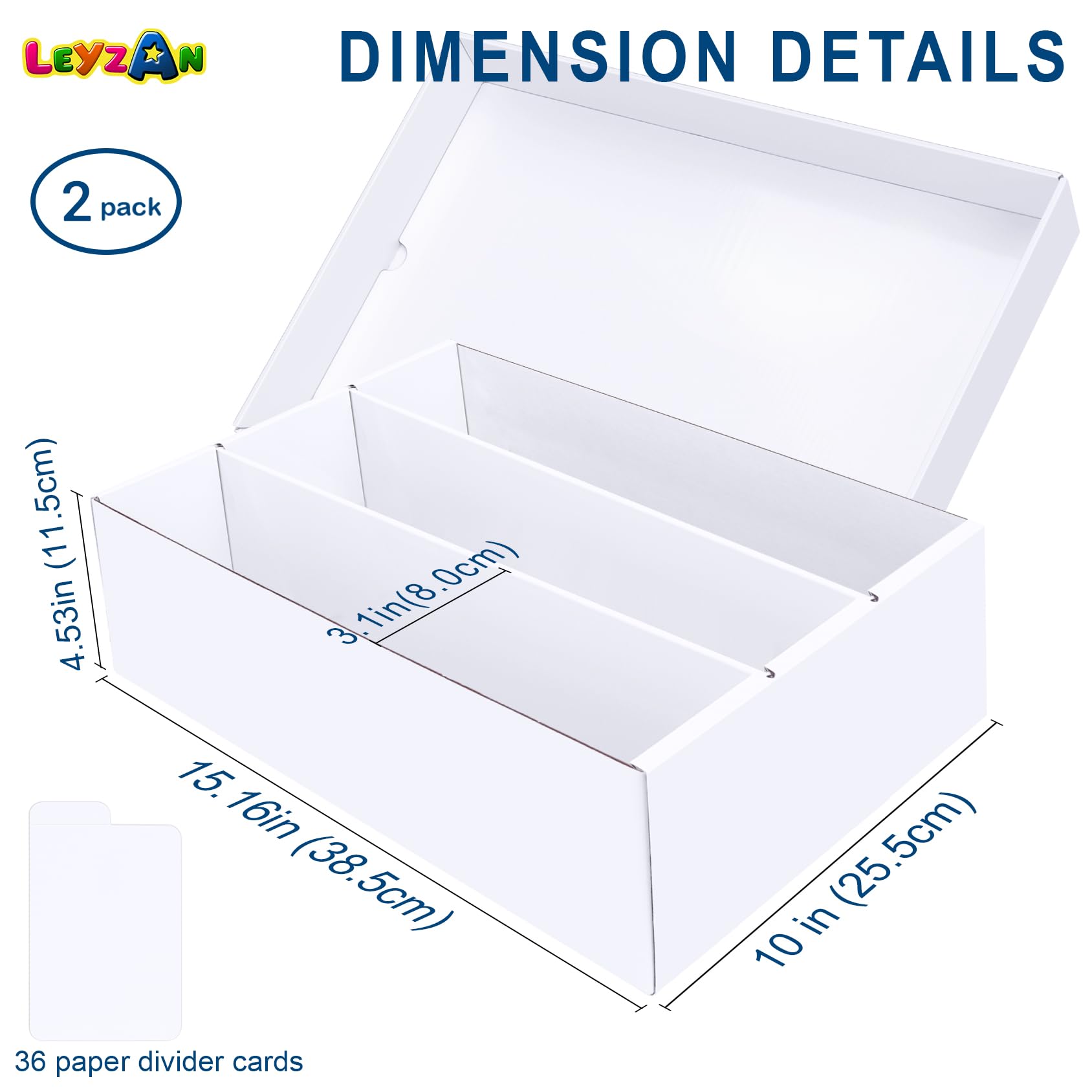 Leyzan Trading Card Storage Box 2 Pack–2400 Count Cardboard Organizer with Dividers for MTG, TCG, Sports, Toploader, Commander
