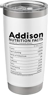 Addison Name Nutrition Facts Women Girl Cute Funny Female Stainless Steel Insulated Tumbler