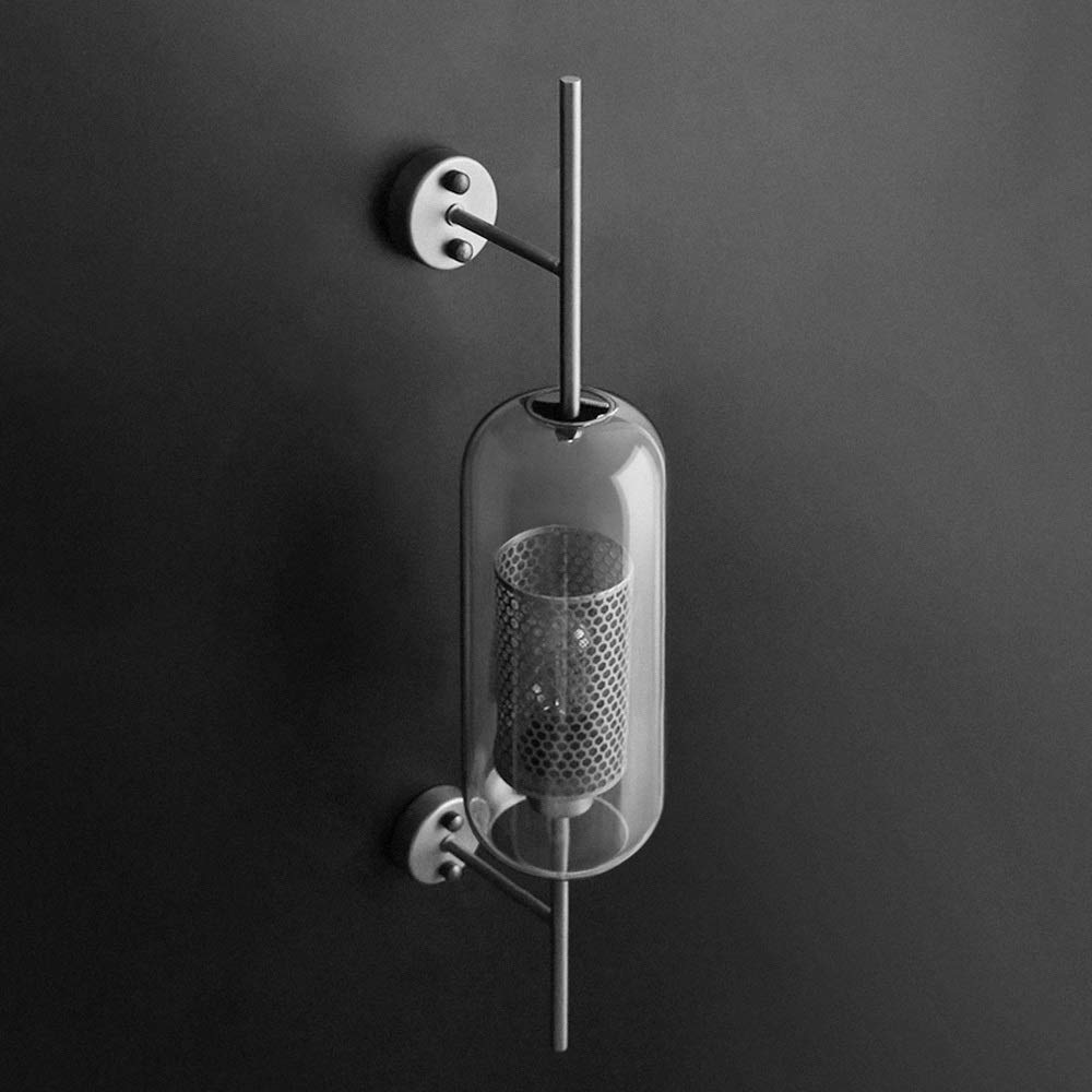 OZBMA Wall Mounted Light Retro Industrial Loft Glass Lampshade Lamp Luxury Iron Living Room Corridor Aisle Staircase Bedroom Bed Jar Lights Home Decoration Sconce Reading Li