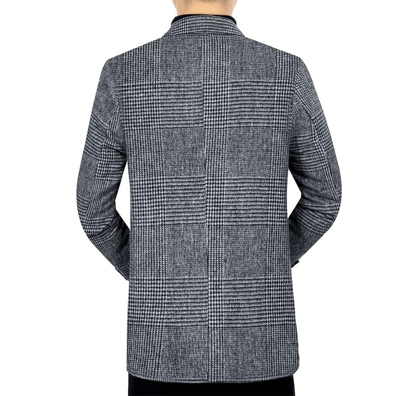 Mens Gray Plaid Casual Blazers Jacket 2 Button Suit Lightweight Knit Sport Coat for Daily Party Business2