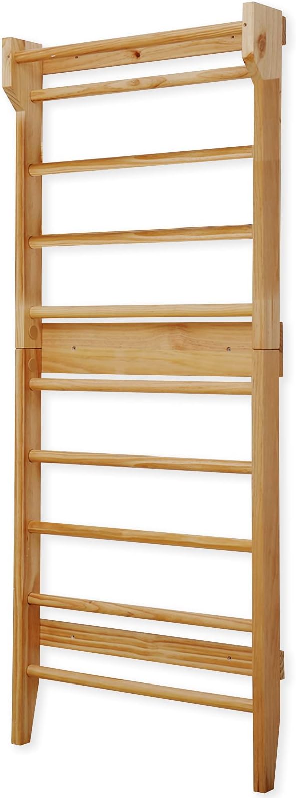 Physionics® Wooden Swedish Ladder - Gymnastics Wall Bars for Adults & Children, Natural Wood Colour, with/without Removable Side Arm – Stall Bars, Indoor Home Gym/Sports Hall Equipment
