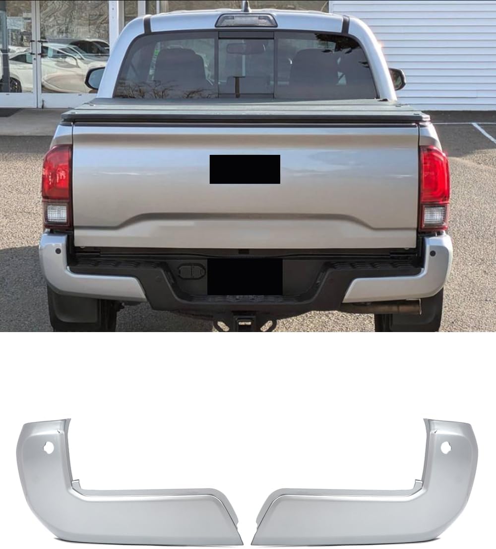 Rear Bumper End Cap Compatible With 2016-2023 Toyota Tacoma Rear Bumper Replace for TO1105138,TO1104138 W/Sensor Hole Silver Sky Pair