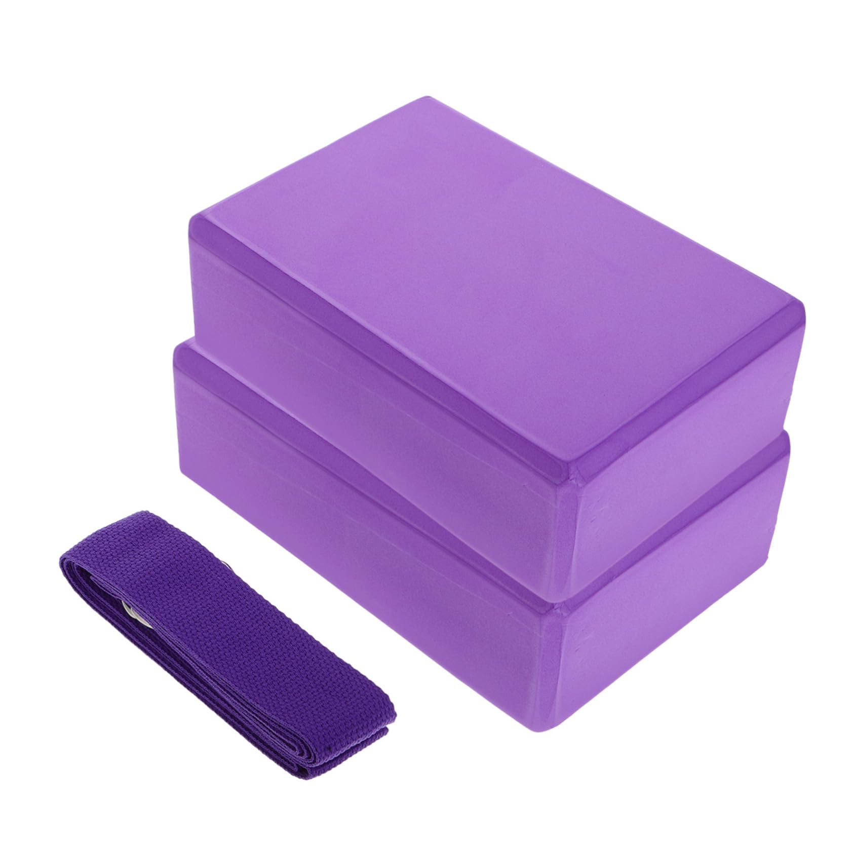 WOONEKY Set 3 Pezzi Blocchi per Yoga in Eva con Cinturino, Impugnatura Confortevole e Stabilità Migliorata, per Yoga, Pilates e Sessioni di Stretching