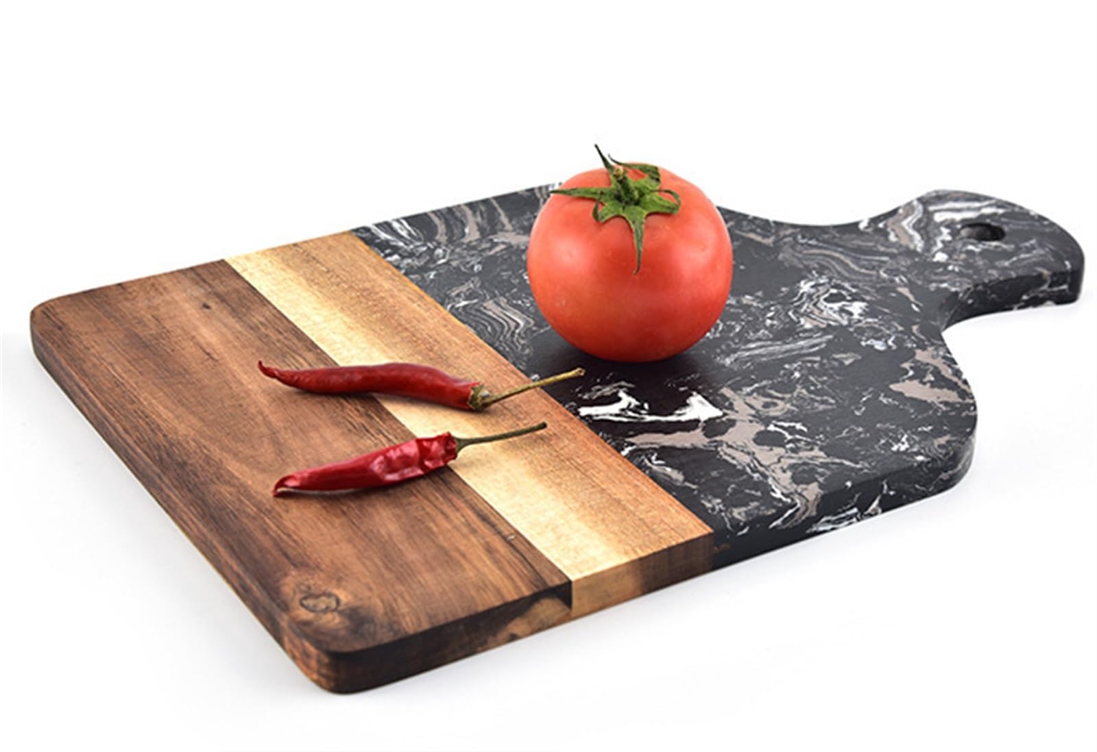 Tablas Cocina Tabla De Cortar Mármol Acacia, Charcutería Madera, Tablas Cocina para Pan, Carne Tabla De Cortar(A)