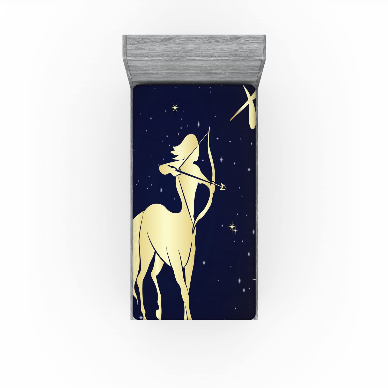 Ambesonne Sagittarius 2 Pack Fitted Sheet, Centaur Motif, Bed Cover All-Round Elastic Deep Pockets 2 Pieces, Package Contains 2 Twin Size Fitted Sheets, Yellow Blue