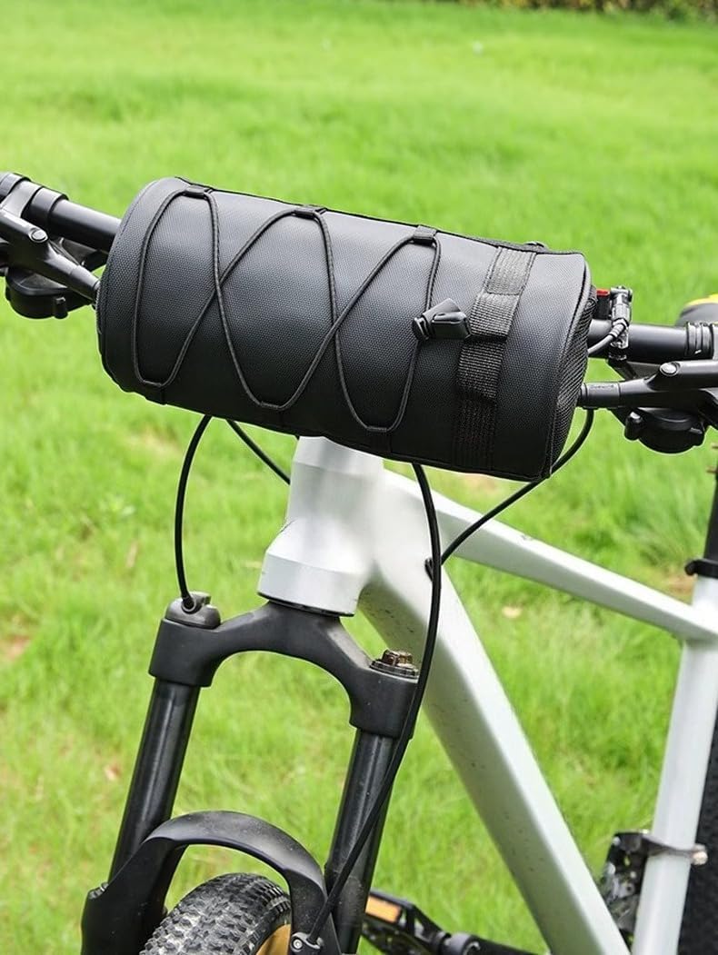 Waterproof Cylinder Motorcycle Side Hanging Bag, Elastic Mesh Scooter Storage Pouch for Outdoor Commute Riding (31 * 17.5cm)