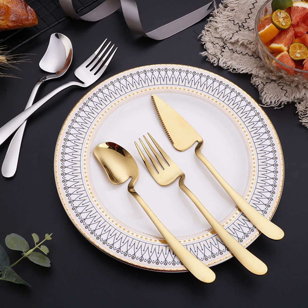 Edelstahlbesteck Besteckset, Abendessen 36-Stück Gold Besteck Set for 12 Edelstahl Utensilien Besteck Gabeln und Löffel Besteck Set Kreative Wand-Montiert