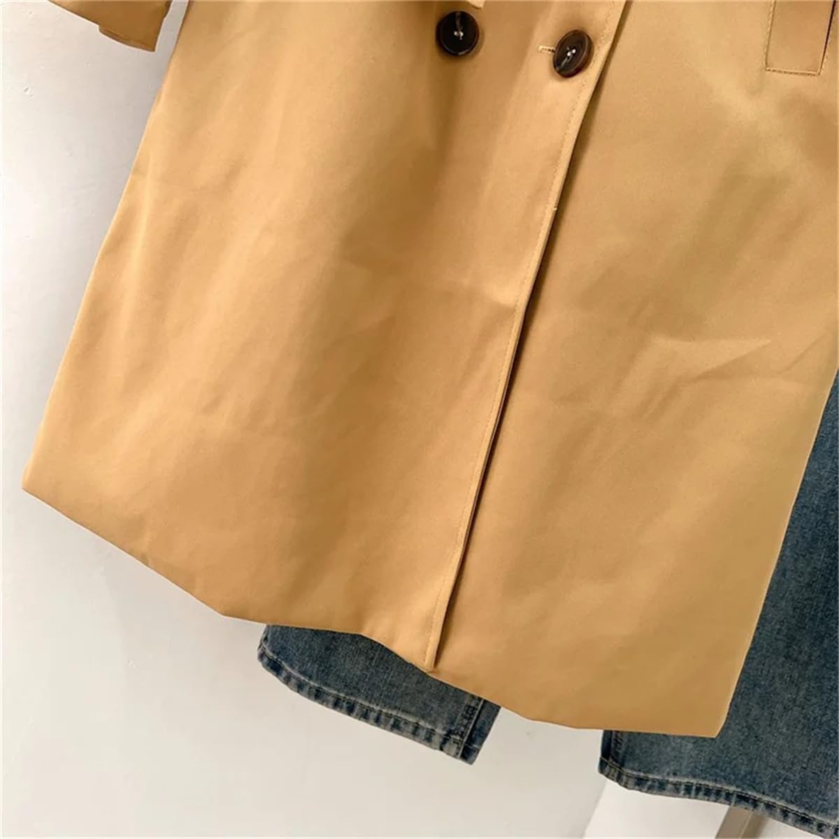 Eleganter zweireihiger Damen-Trenchcoat mit langen Ärmeln, mittellang, Windbreaker