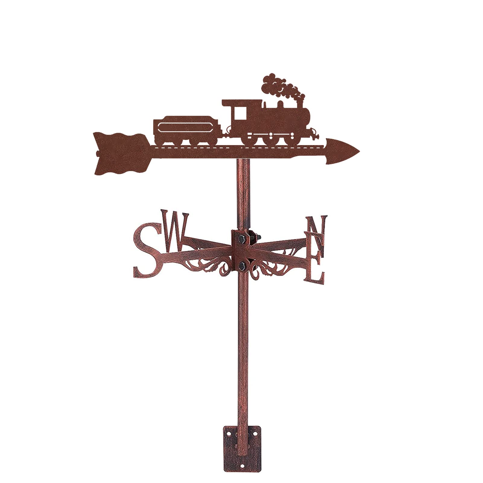 ANCNA-U wind vane Stainless Steel Train Steam Engine Ornament Weathercock Direction Indicator Measuring Roof Garden Outdoor Yard Decoration,Bronze,Locomotive