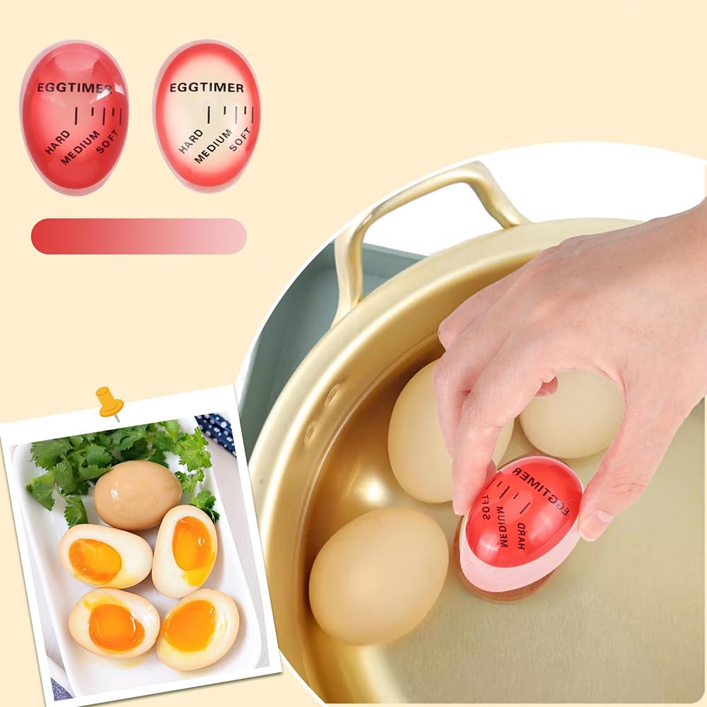 Yeeanno Egg Timer,3 Pcs Generic Egg Timers for Boiling Eggs Colour-Changing Time Timer,Reusable Kitchen Gadget Heat Sensitive,Boiling Tool Cooking Accessories,Eggs Safe Durable Kitchen Aid Tool - Image 2