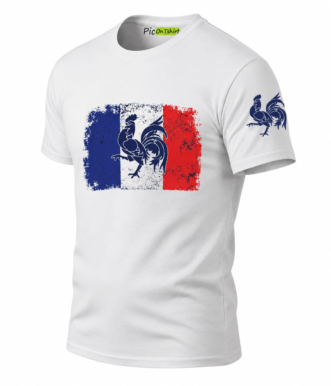 T-Shirt Homme Drapeau Français Coq Gaulois Vintage France Football Coupe du Monde 2026