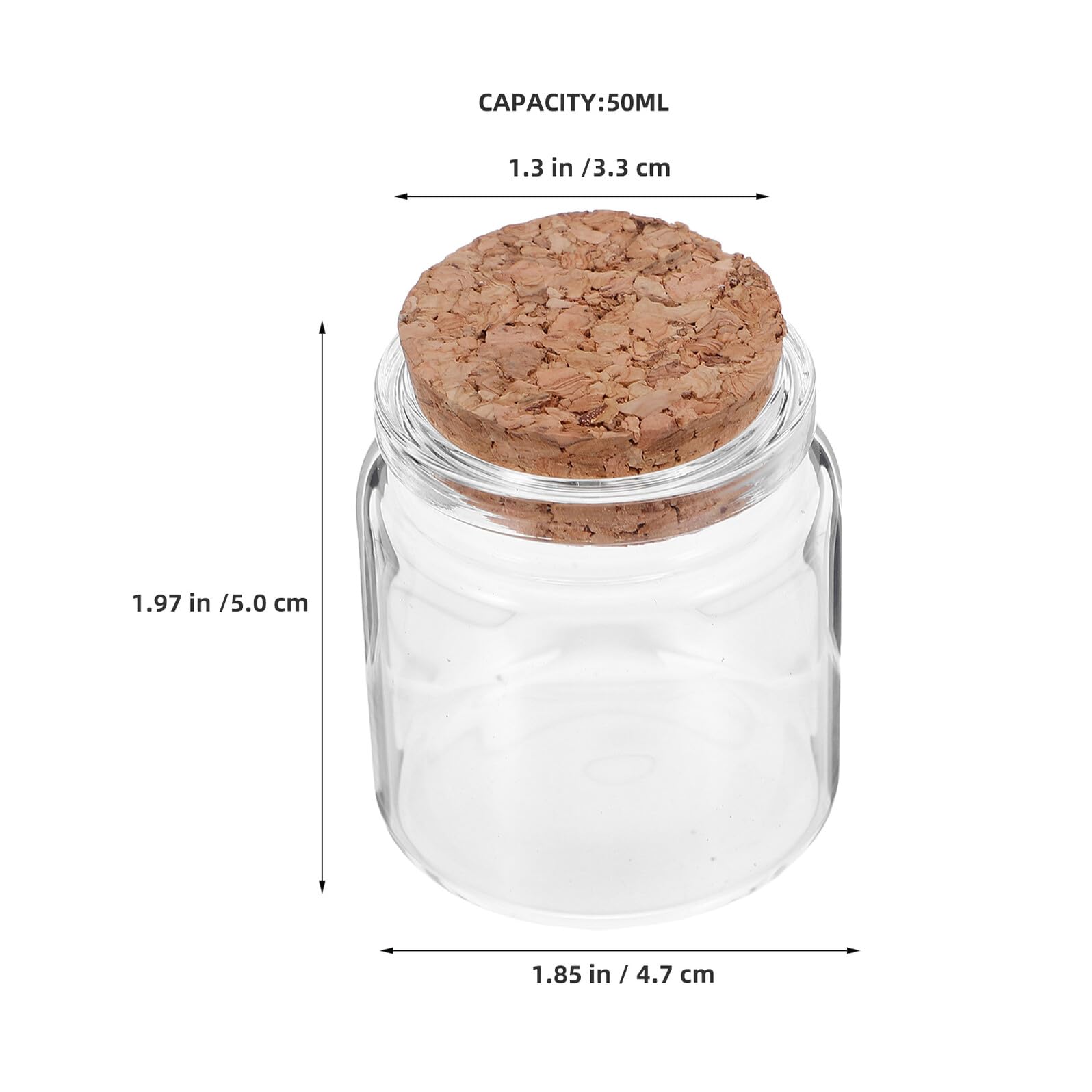Mikikit 15pezzi Mini Bottiglie in Vetro Tappi di Sughero Barattoli Decorativi Rotondi per Messaggi Fiale in Vetro per Ricordi Fai da Te con Sabbia Artistica