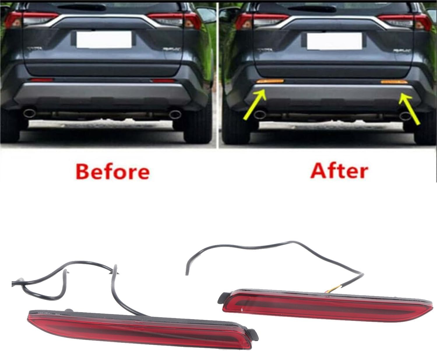 Generic L2R for Toyota RAV4 2019-2024 Exterior LED Rear Tail Fog Light Replacements Bumper Brake Lights Driving Lamp 2pcs Car Accessories (Red)