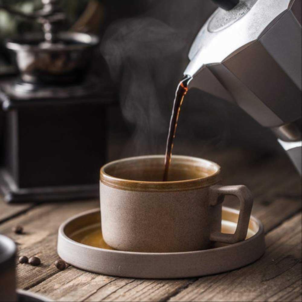 Cup & Saucer Coffee Cup American Ceramic Milk Coffee Cup Saucers Set, Simple Stoneware Cups, Afternoon Tea Set, Creative Home Water Cups