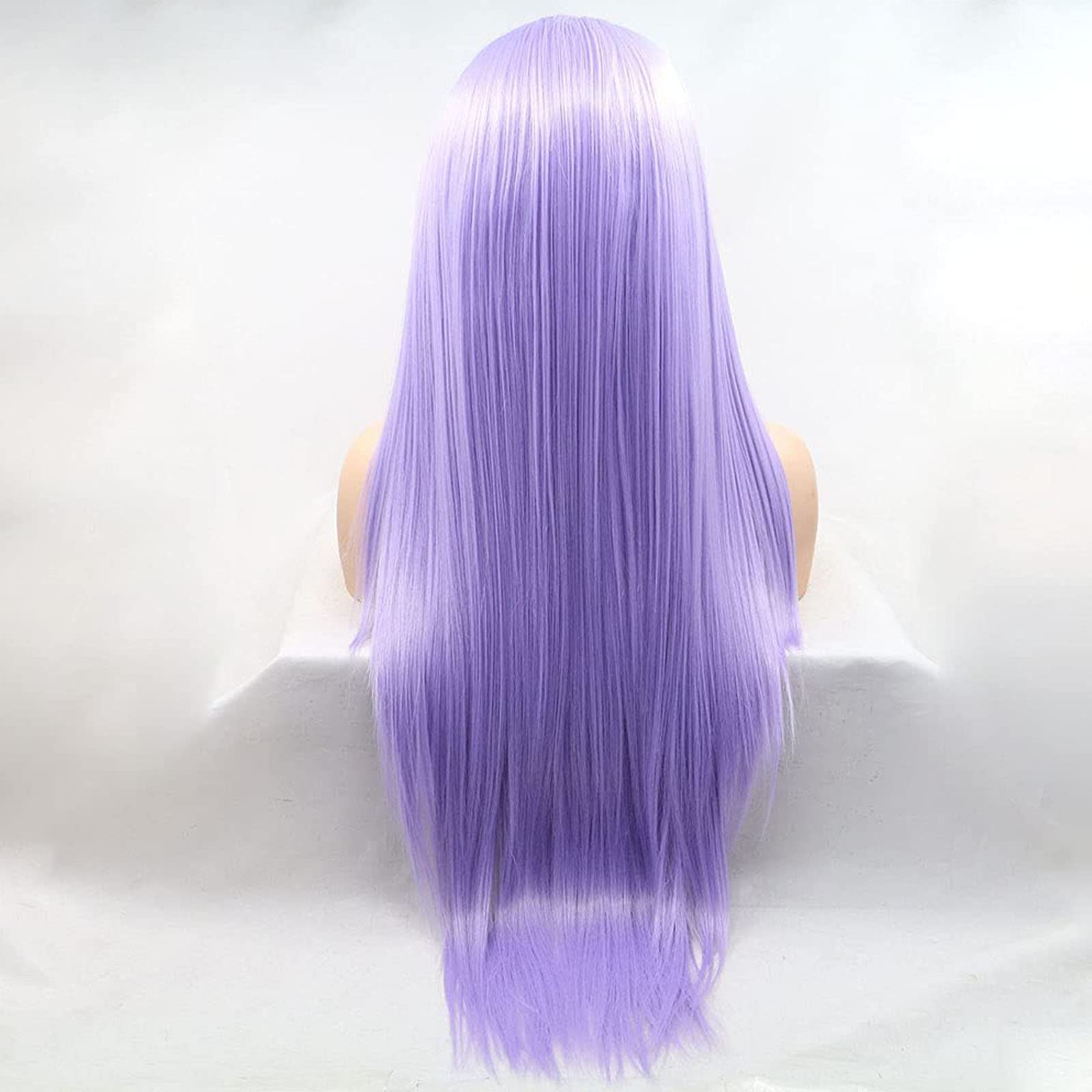 AFBeauty Purple Lace Front Lilac Synthetic Hair Long Straight Middle Part Wigs for Women Natural Hairline Light Lavender 24 Inches Hand Tied Lace Wig Gluless Heat Resistant Drag Queen Cosplay Daily - Image 4
