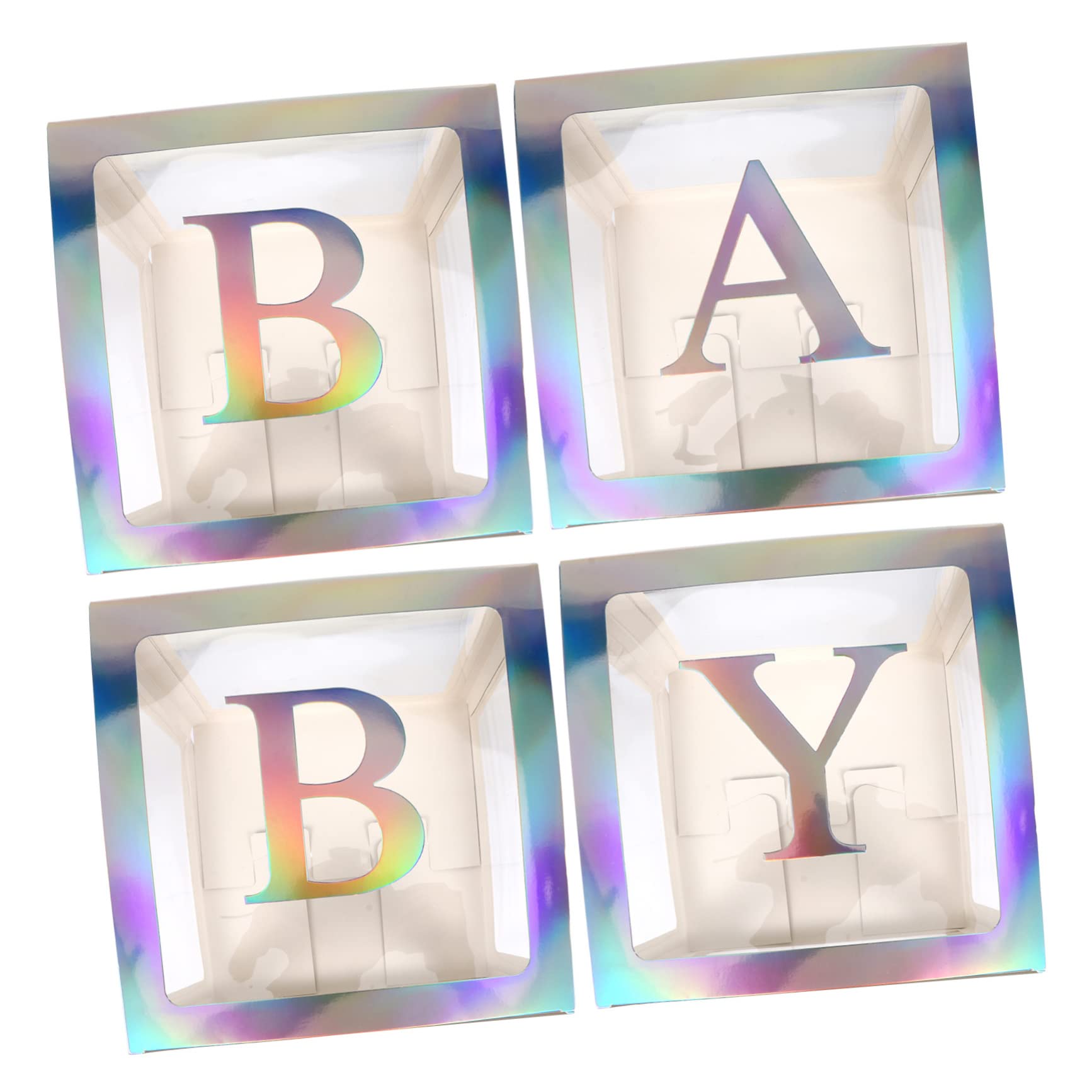 Transparente Babyparty Boxen aus Papier mit Silber Buchstaben