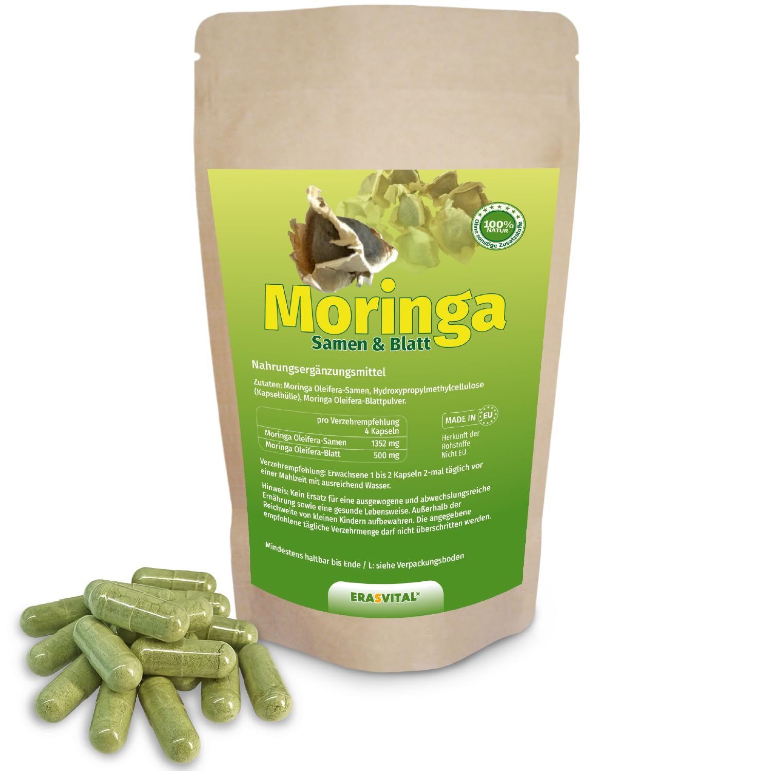 Moringa Samen und Pulver verkapselt vegan (720 stück (1er Pack))