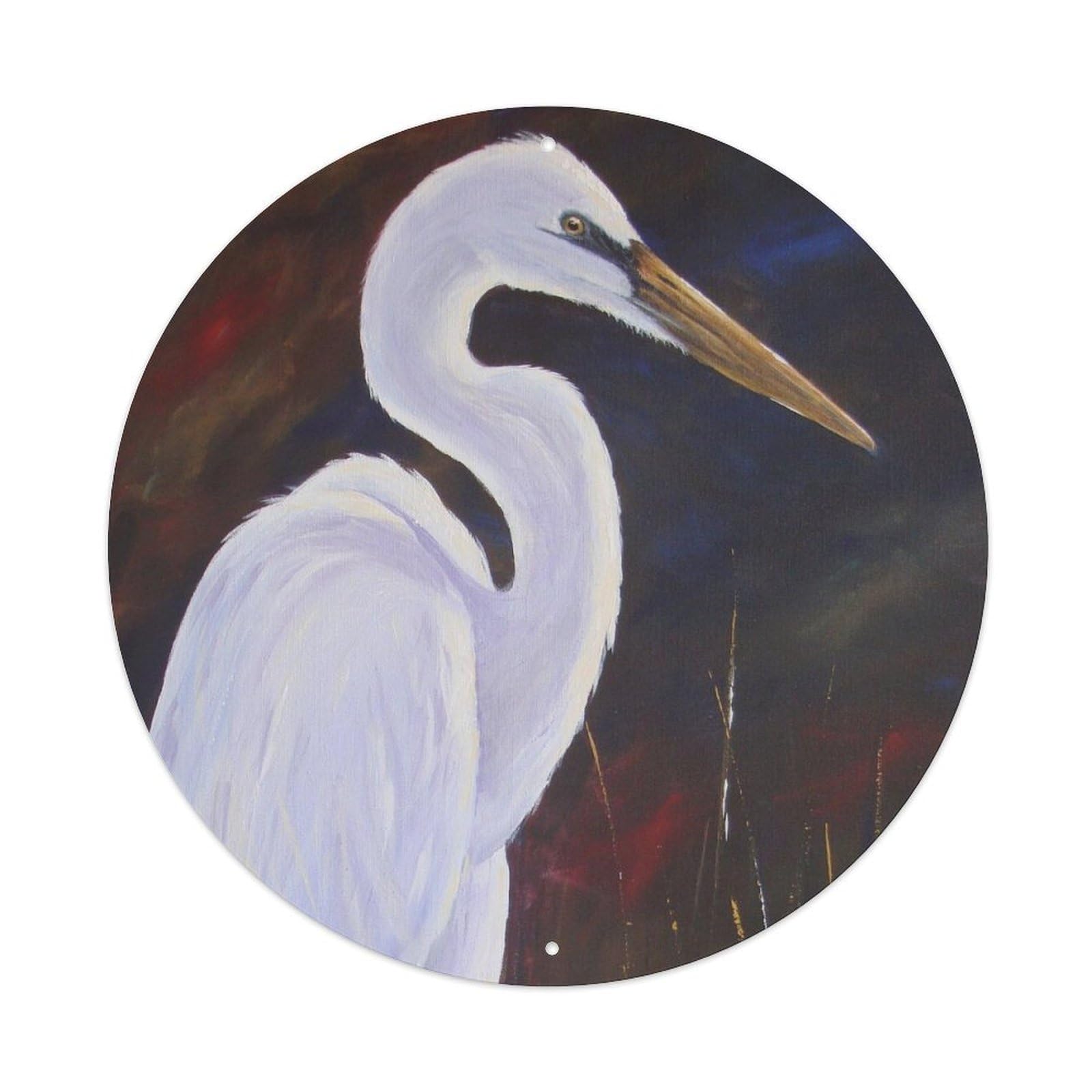 Animal Artwork Lonely Egret Vintage Metal Tin Sign Plaque Wall Decor for Cafe, Club Bar, Office, Garden Metal Poster 8x8Inch