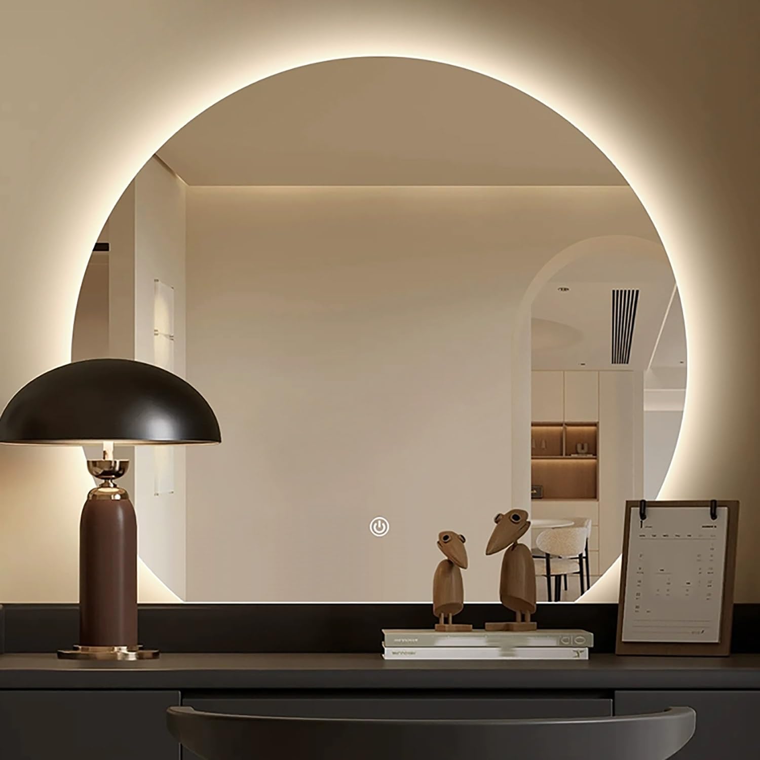 SXFSDOU ligent 100cm LED Bathroom Mirror with Anti-Fog 3 Color Modes eless Makeup for Vanity Table 32in/80cm Irregular Design