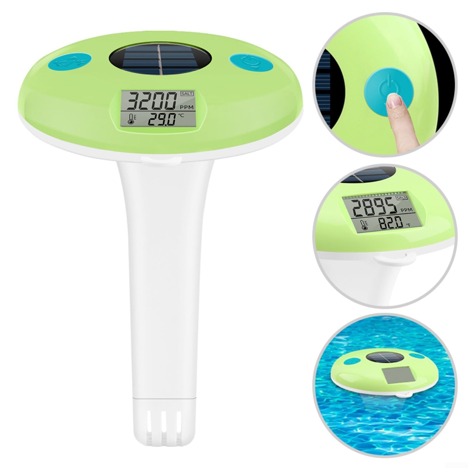Termometro da piscina, wireless, digitale, galleggiante, misuratore di temperatura di salinità, IPX7, impermeabile, per spa, vasca da bagno, giardino, stagno, 1 unità