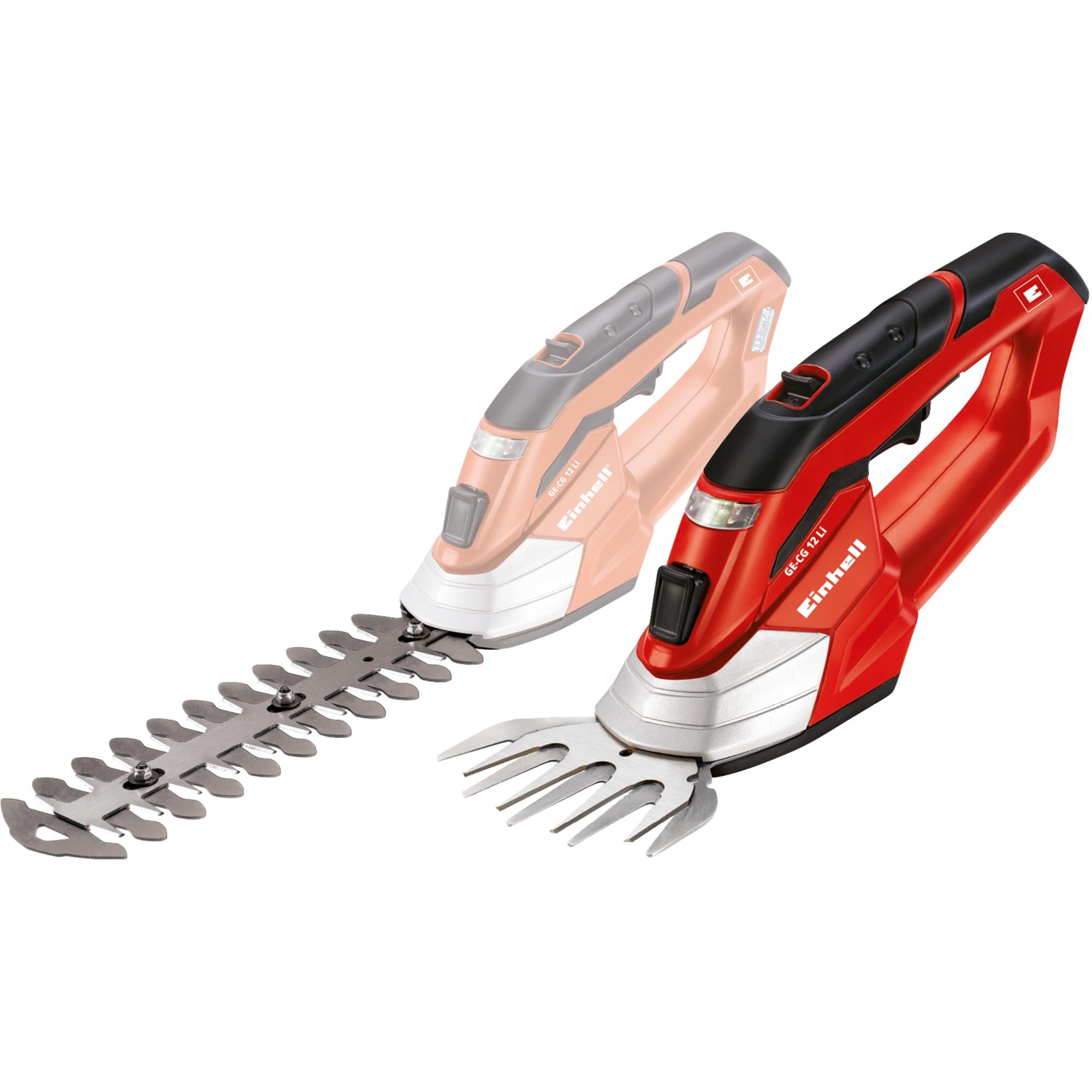 Einhell GE-CG 12 Li akumulatorowe nożyce do trawy i krzewów (litowo-jonowe, 12 V, 1,5 Ah, beznarzędziowa wymiana noży, nóż cięty laserowo, metalowa przekładnia, uchwyt teleskopowy, miękki uchwyt,