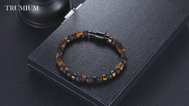 Pulsera de cuentas con ojo de tigre y hematita para hombre y mujer miniatura 7