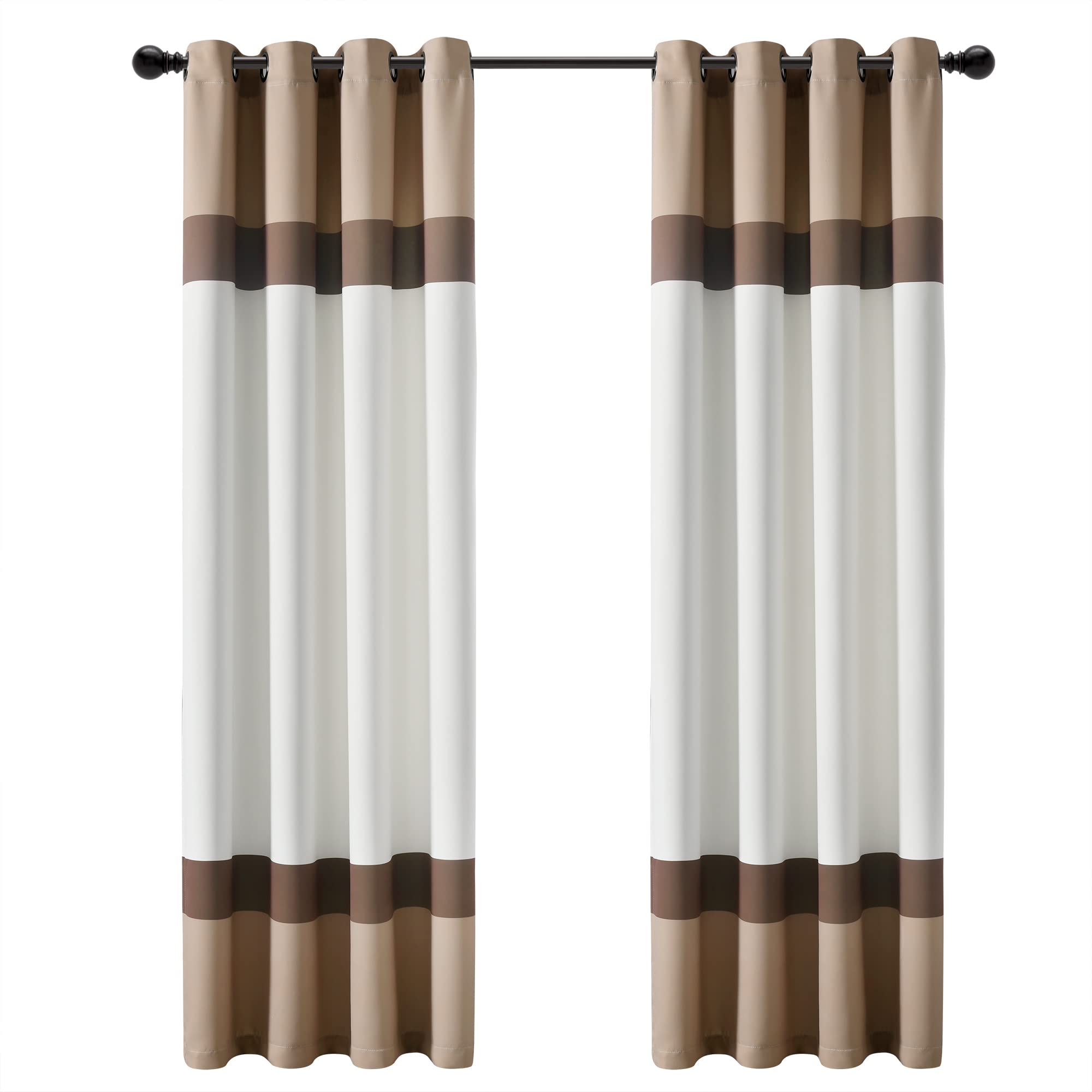 Lush Decor Alexander Paire de Rideaux de fenêtre filtrant la lumière, 213,4 cm (L) x 132,1 cm (l) - Neutre