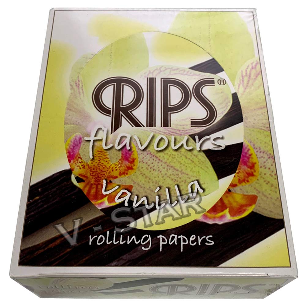 RIPS Flavoured Rolls Cigarette Rolling Papers 4 Meter Long Full Box 24 Packs (Vanilla)